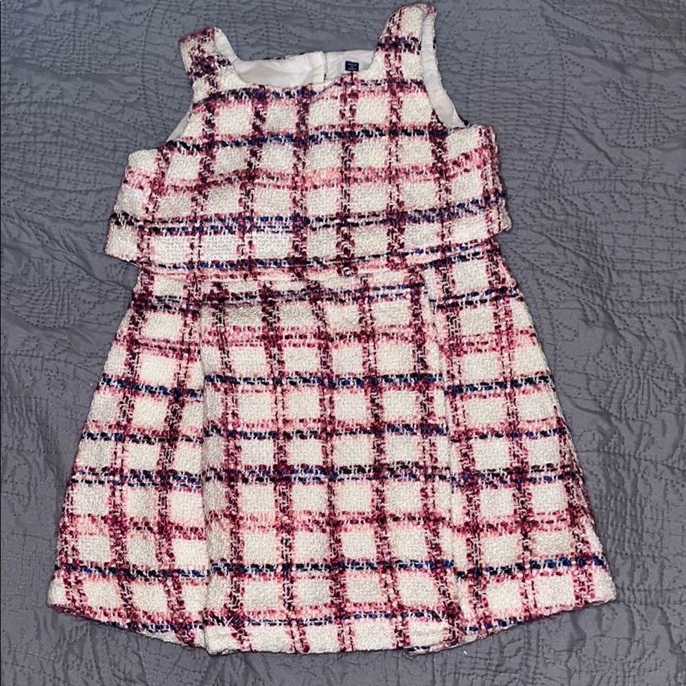 Janie and Jack Pink and White Tiered Pleated A-line Dress